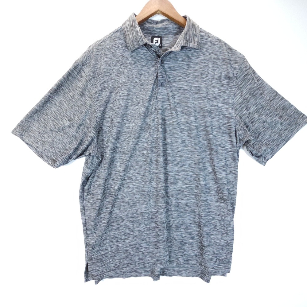 FootJoy Polo Shirt Mens XL Gray Streetwear Space Dye Performance Golf Top Eagle